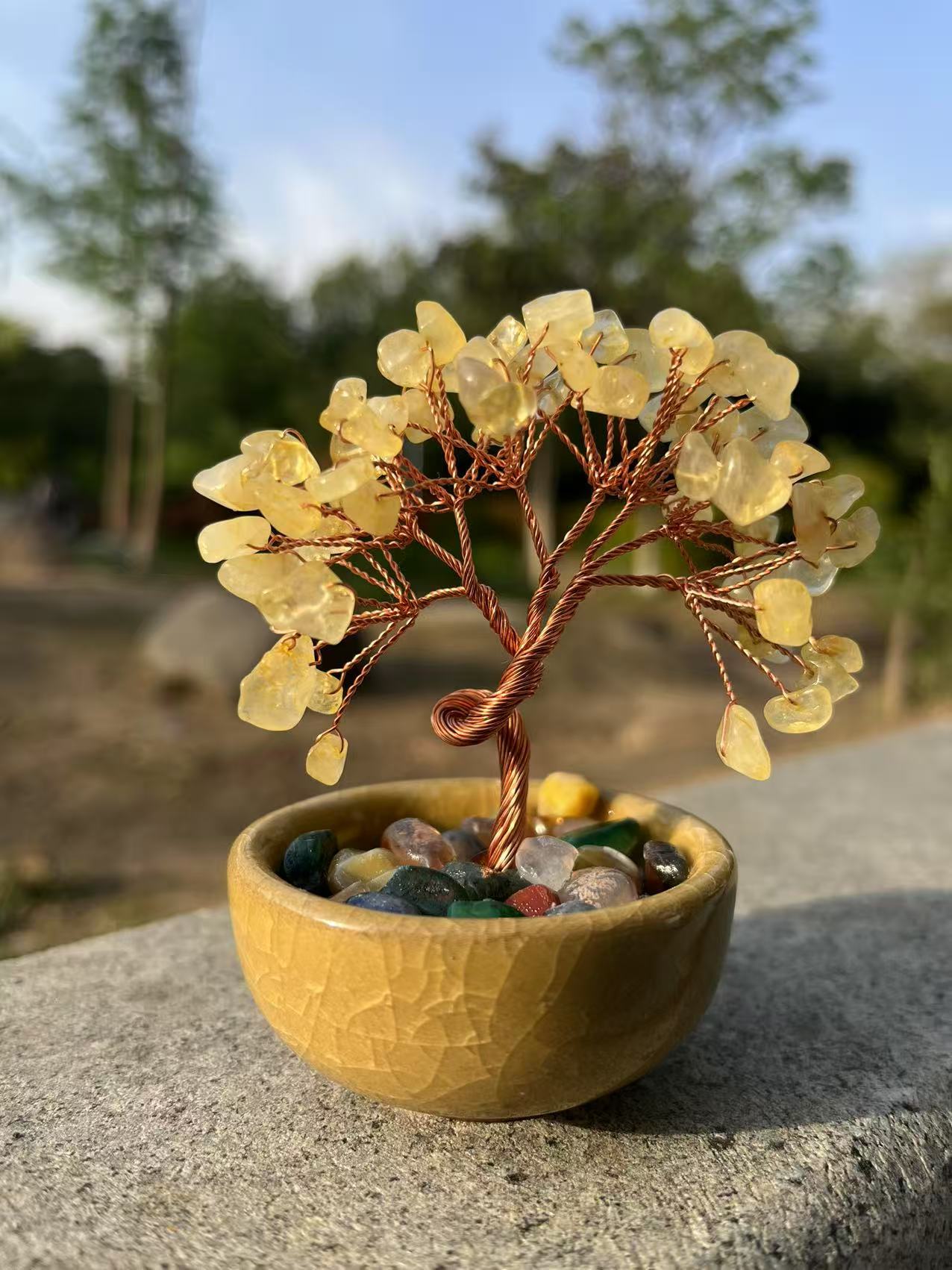 新品热销聚宝盆茶盏底座紫水晶发财树摆件桌面水晶生命树创意艺品详情4