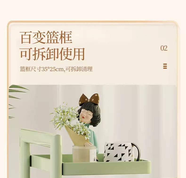 【长期主义好物】收纳小推车置物架旋转收纳可移动床头化妆品整理详情19