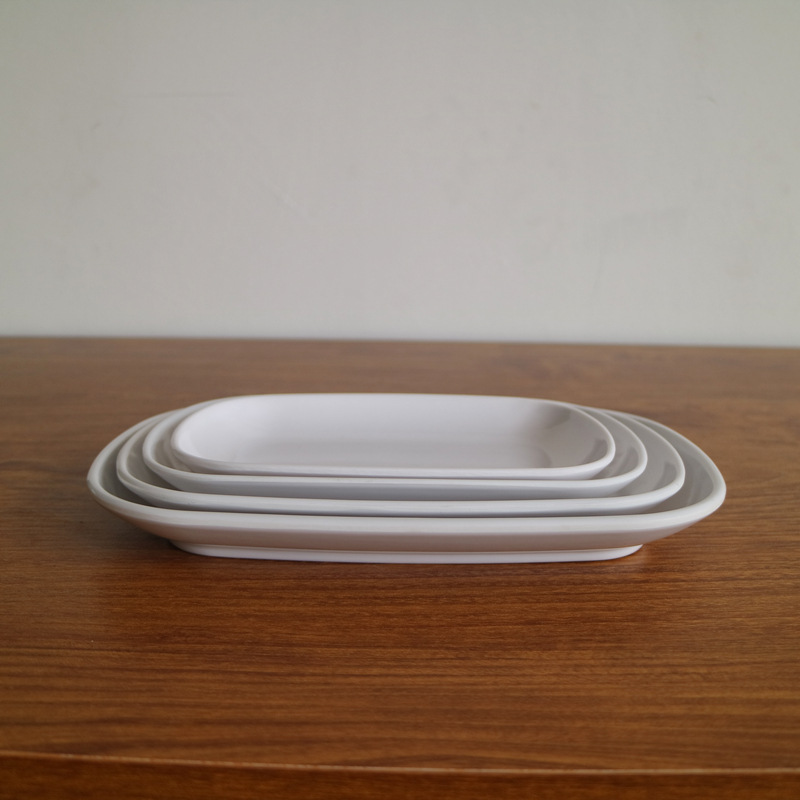 White melamine thickened oval plates, den-shaped plates, barbecue plates, stir-frying plates, snack plates, roast meat plates, in stock, factory wholesale pic 13