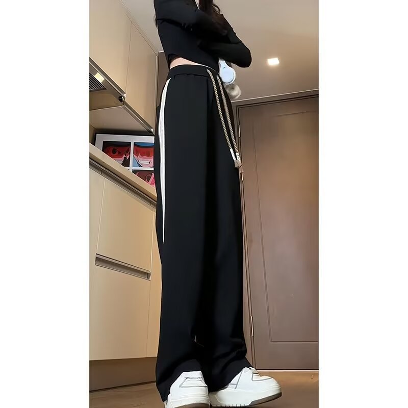 侧边条纹裤子男小众设计感直筒运动卫裤秋季高级感垂坠感休闲长裤详情5