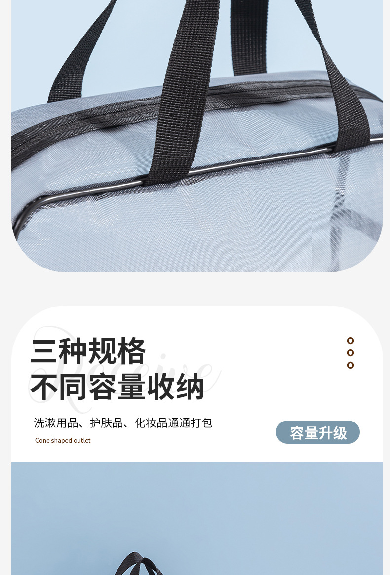 新款尼龙网纱化妆包旅行化妆品收纳袋大容量便携网布洗漱包旅行包详情7