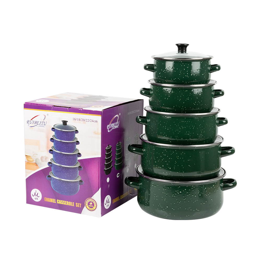 电磁炉汤锅搪瓷珐琅汤锅五层双耳汤锅带星点户外野餐锅带麻点炖锅详情12