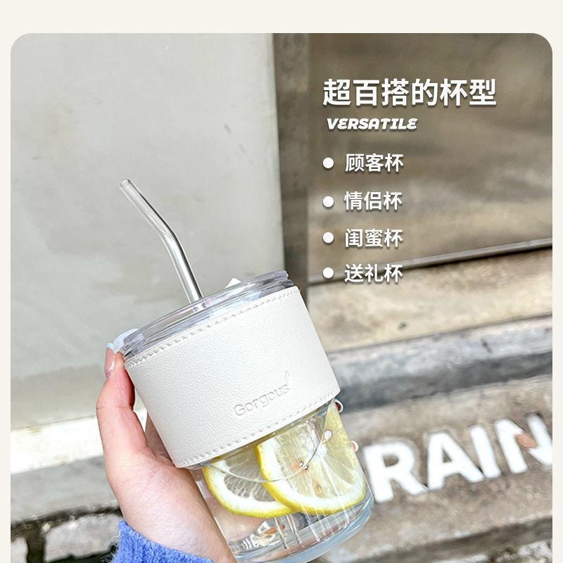 高颜值竹节杯办公室家用水杯玻璃吸管杯ins风咖啡杯网红杯子代发详情15
