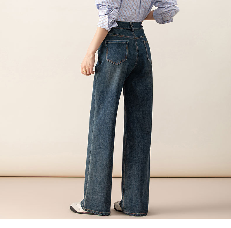 鑫阁高腰梨形窄版阔腿裤宽松显瘦显腿长直筒2025秋季新款牛仔裤女详情26
