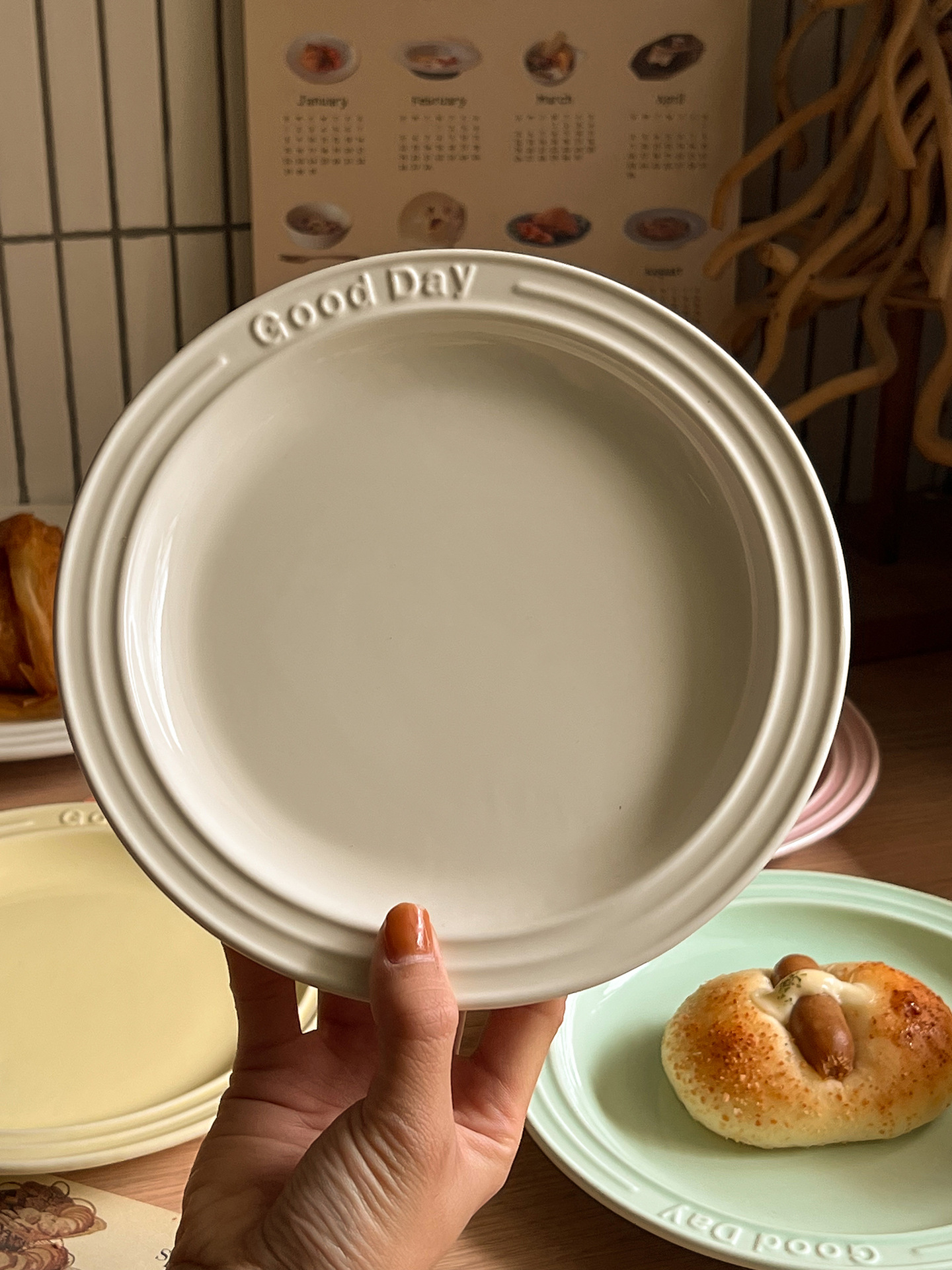 ins风浮雕字母盘奶油风奶呼呼西餐意面牛排甜品蛋糕盘质感颜值好详情4