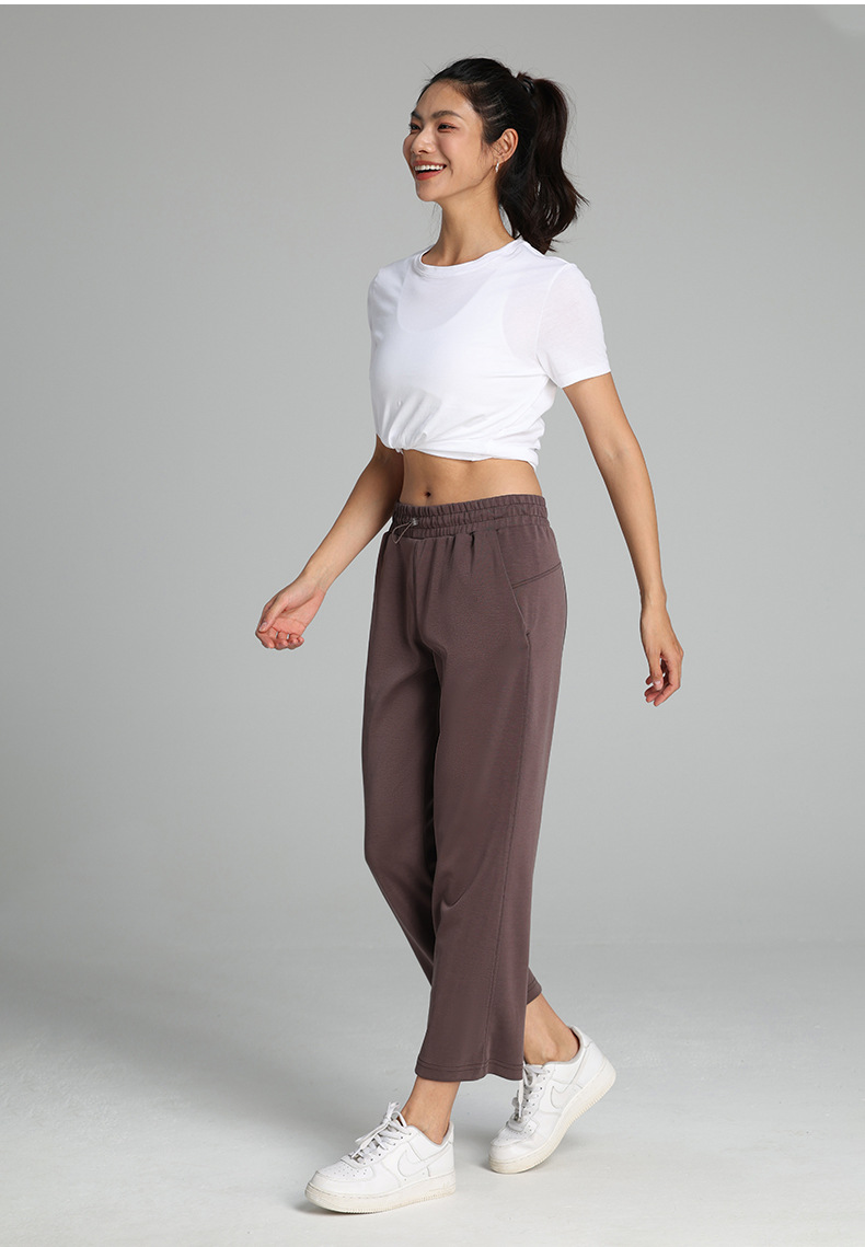 莫代尔七分裤Softstreme瑜伽运动休闲直筒裤阔腿显瘦宽松高腰女裤详情36