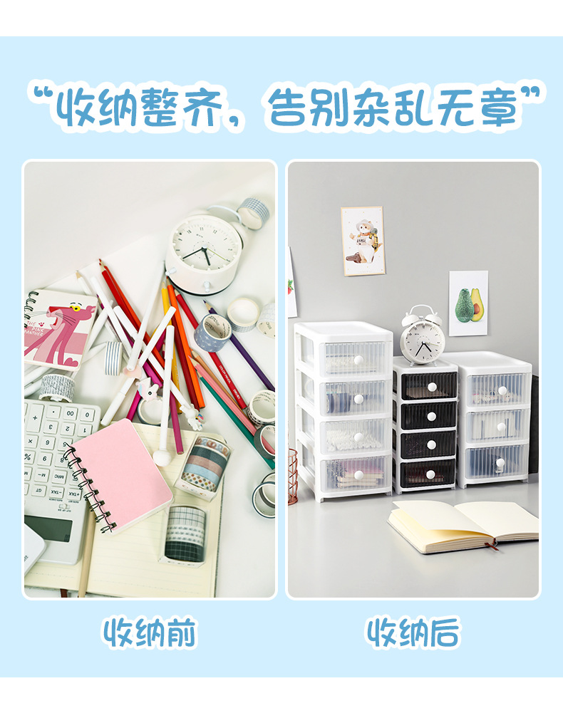 Desktop large-capacity storage box, dressing table, skin care product organization rack, multi-layer drawer storage box for student stationery pic 7