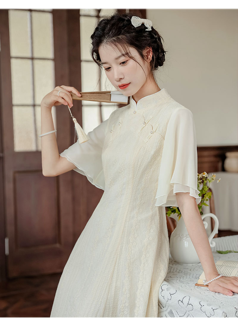 A new Chinese-style modified retro Chinese style, gentle daily cheongsam with buttoned-up buttons, slimming dress pic 21