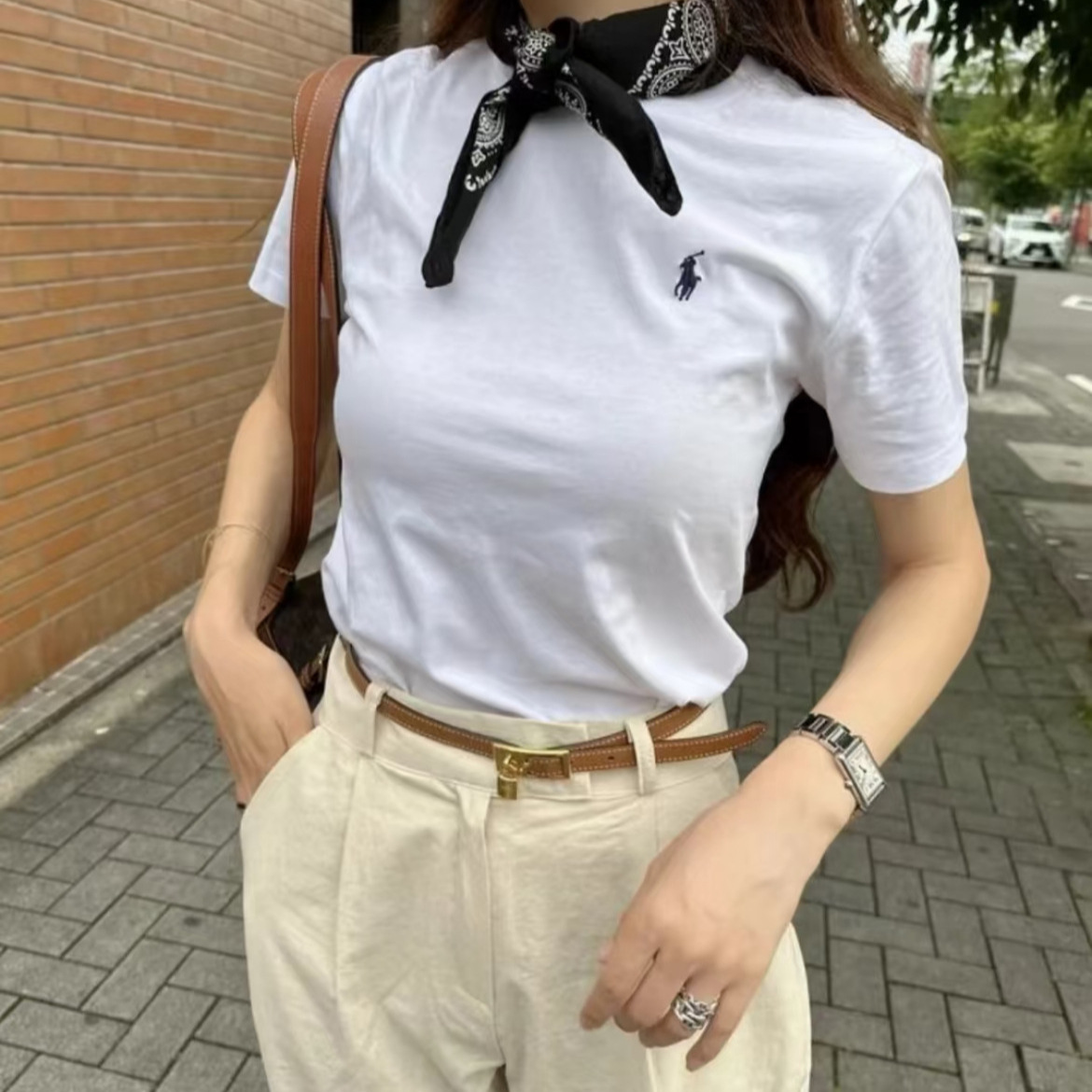 RL拉夫外贸/原单小马刺绣圆领宽松版休闲T恤短袖女士短袖休闲款详情9