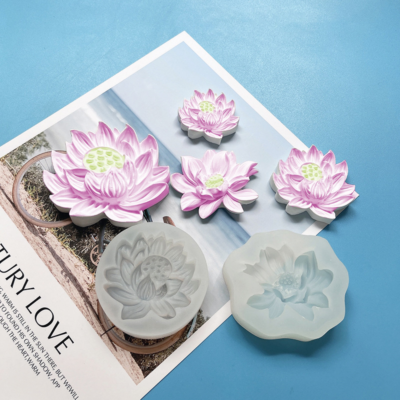 diy lotus silicone mold, lotus chocolate cake, fondant dew, scented candle, soap, and epoxy resin decorative mold pic 4