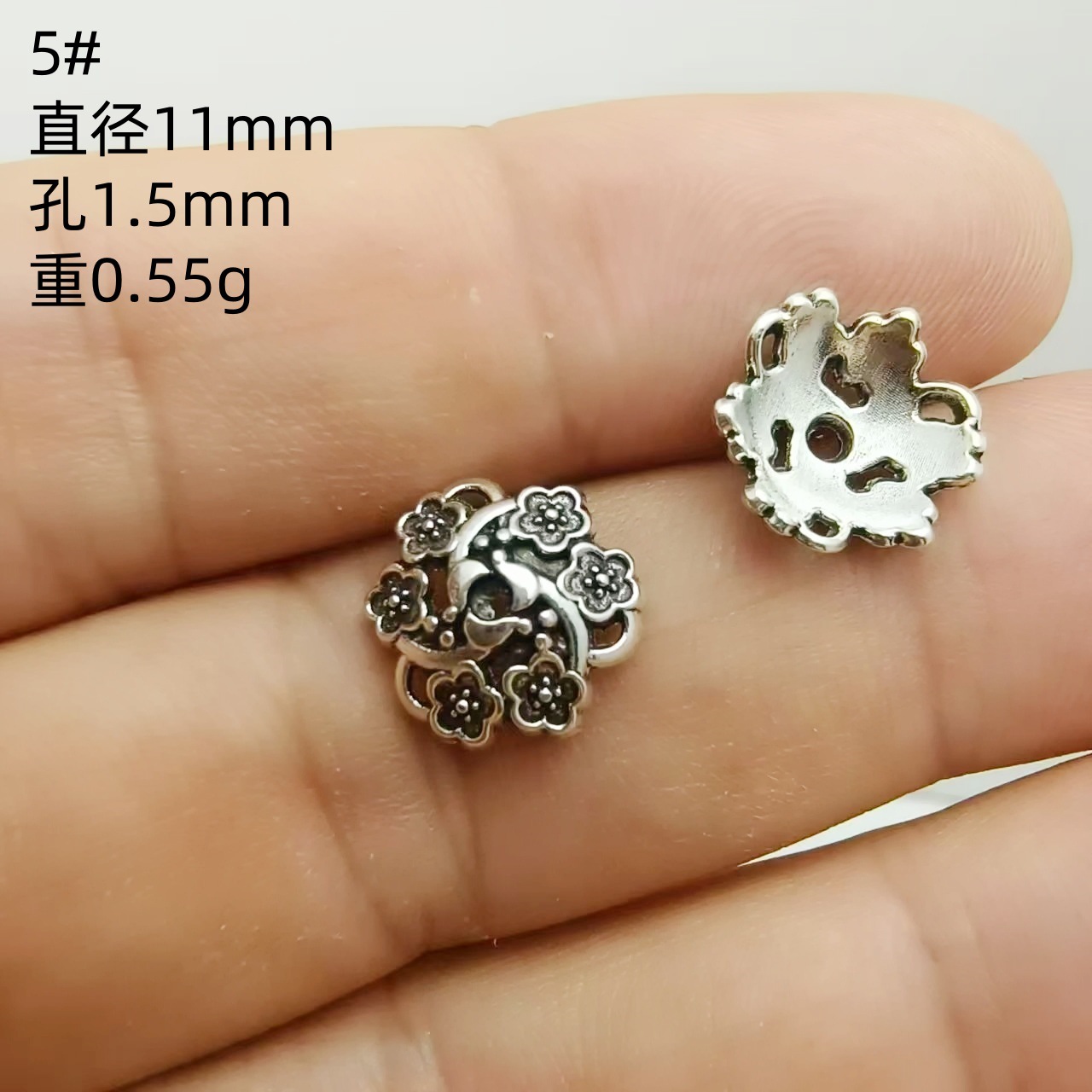 藏银花托隔片文玩配珠隔珠垫片手串珠子手链垫片diy跨境饰品配饰详情8