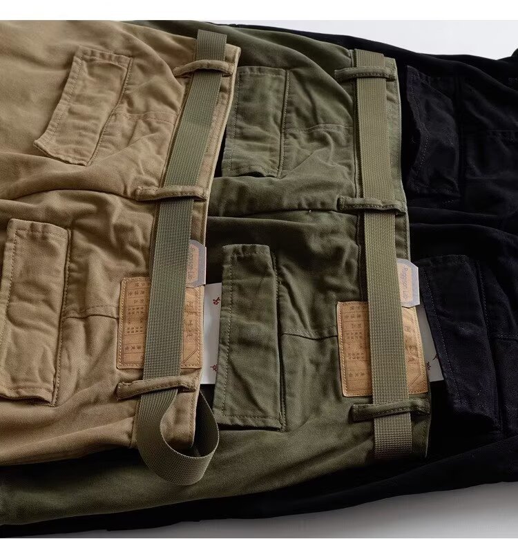 阿美咔叽阔腿束脚工装裤男美式复古重磅水洗大口袋休闲裤春秋详情2