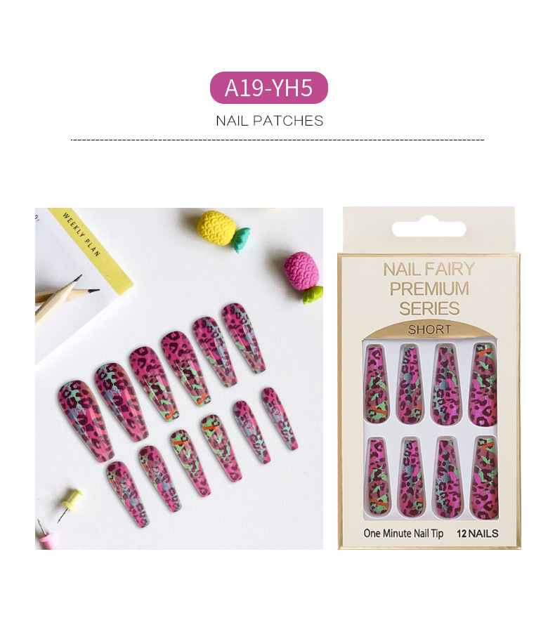 Wholesale of new European and American fake nail nail pads, animal leopard print printed ballet nails, wearable nail pads pic 6