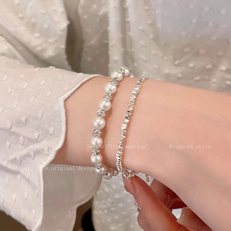 满天星珍珠碎银子串珠手链女冷淡风轻奢高级感小清新学生闺蜜手饰详情18