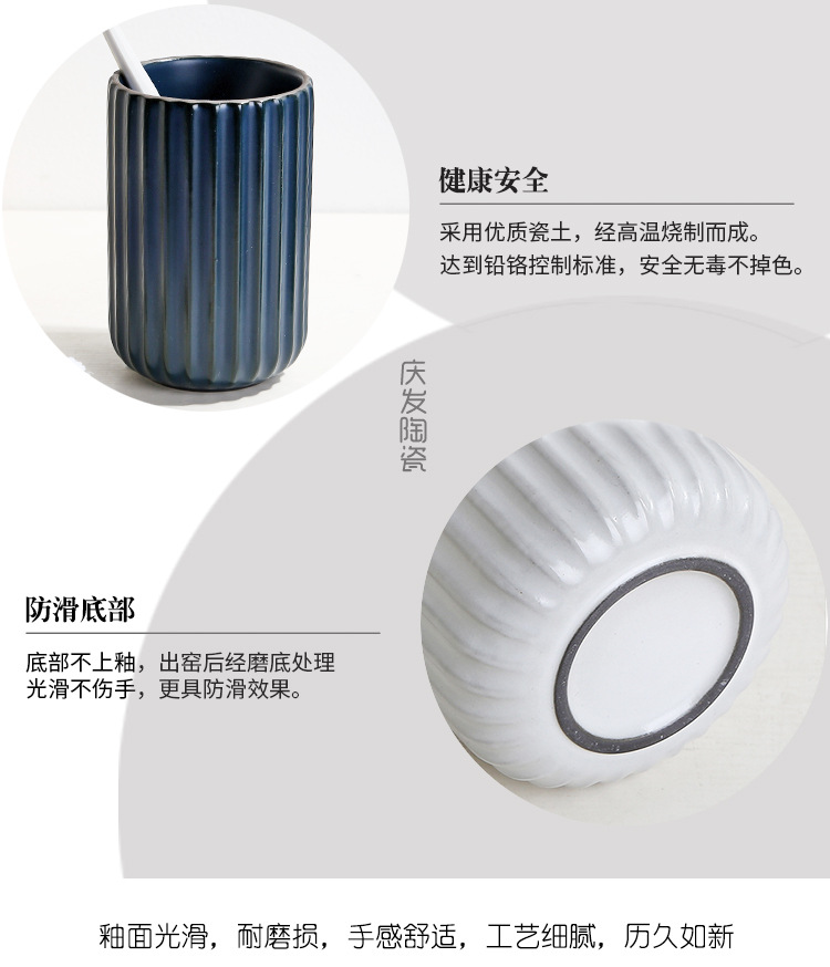 Customized ceramic bathroom set, black clay rough pottery embossed press bottle, lotion bottle, mouthwash cup, soap dish, toiletries set pic 8