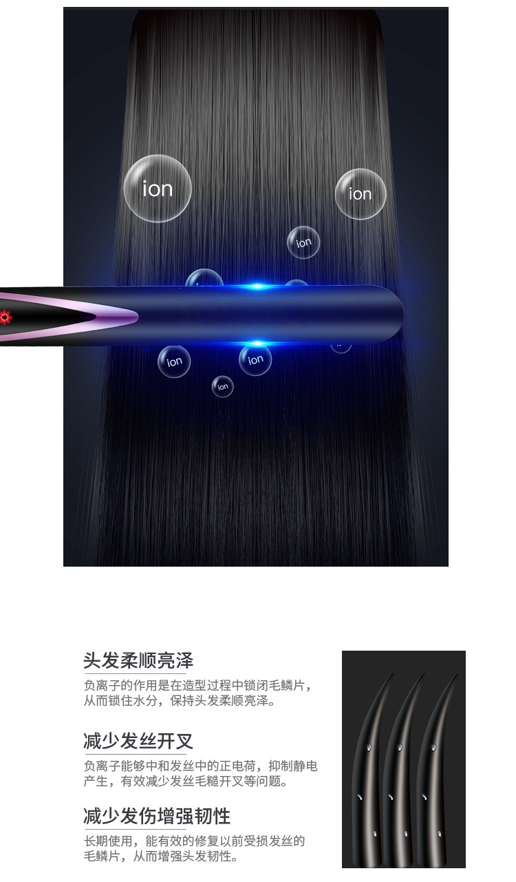 Cross-border new ceramic electric clip hair straightener, fashionable style curling iron, dual-purpose straightener and perming device M141 pic 5