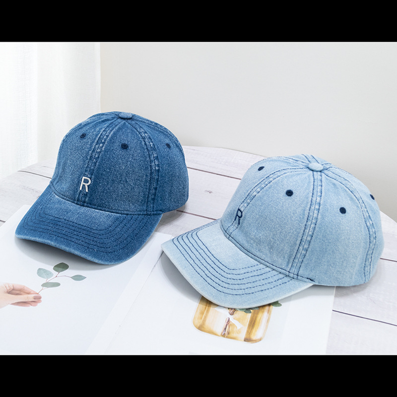 Letter cowboy baseball cap for women, Korean style simple deep-top face-showing small baseball cap, Japanese style big head circumference face-showing small cap pic 3