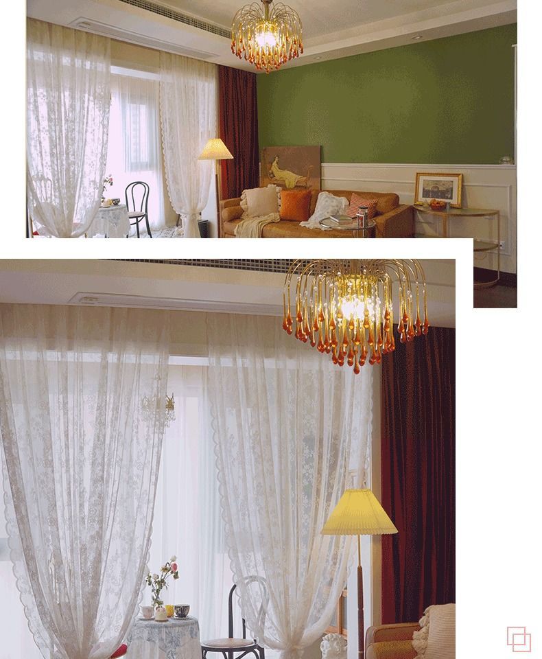 French-style country lace gauze, princess style kitchen partition window curtain, gauze curtain, white non-perforated Velcro curtain pic 4