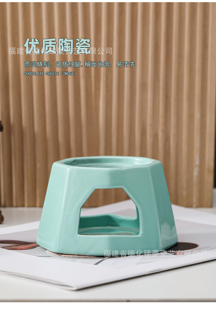 创意八角绿色陶瓷芝士奶酪加热炉  DIY巧克力融化炉蜡烛加热炉详情9