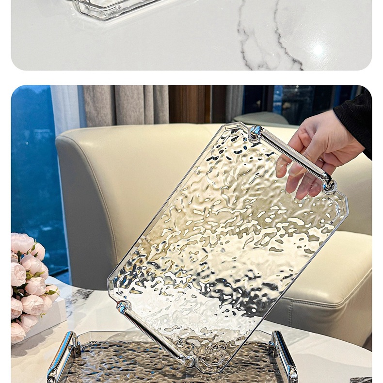 水波纹轻奢高档托盘长方形家用放杯子茶杯水杯酒杯茶盘美容院高级详情17