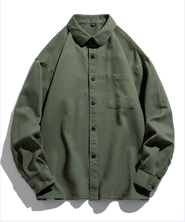 2024春季男士新款棉质衬衫休闲宽松纯色工装日系潮流ins长袖衬衣详情16