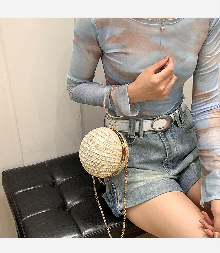时尚女士小圆包简约链条撞色单肩包球形盒子晚宴包个性小众手提包详情9