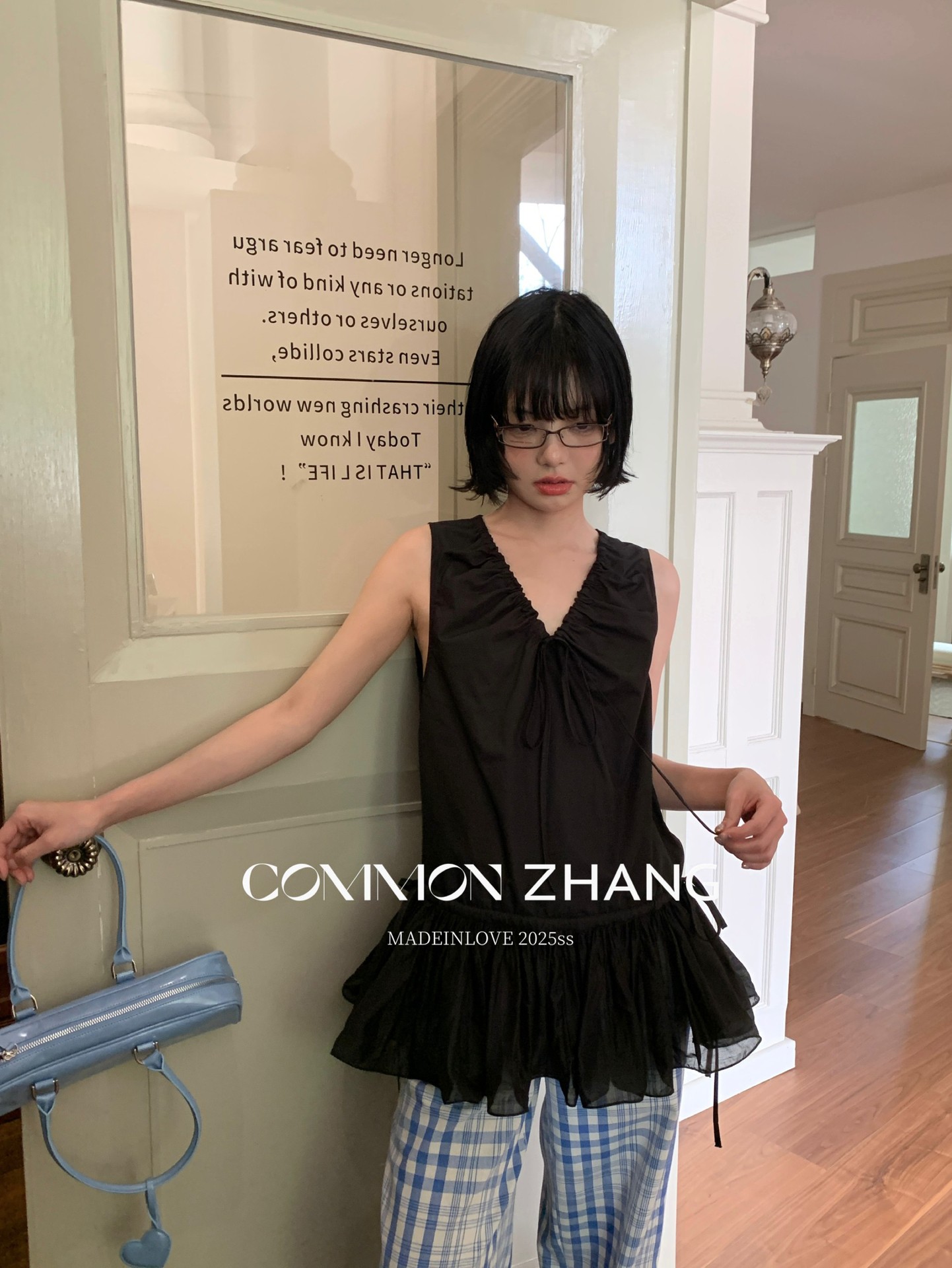 CZ ZHANG Summer French mint Manbo V-neck lace-up Youthful A-line puffed vest dress for women, B23782 pic 38