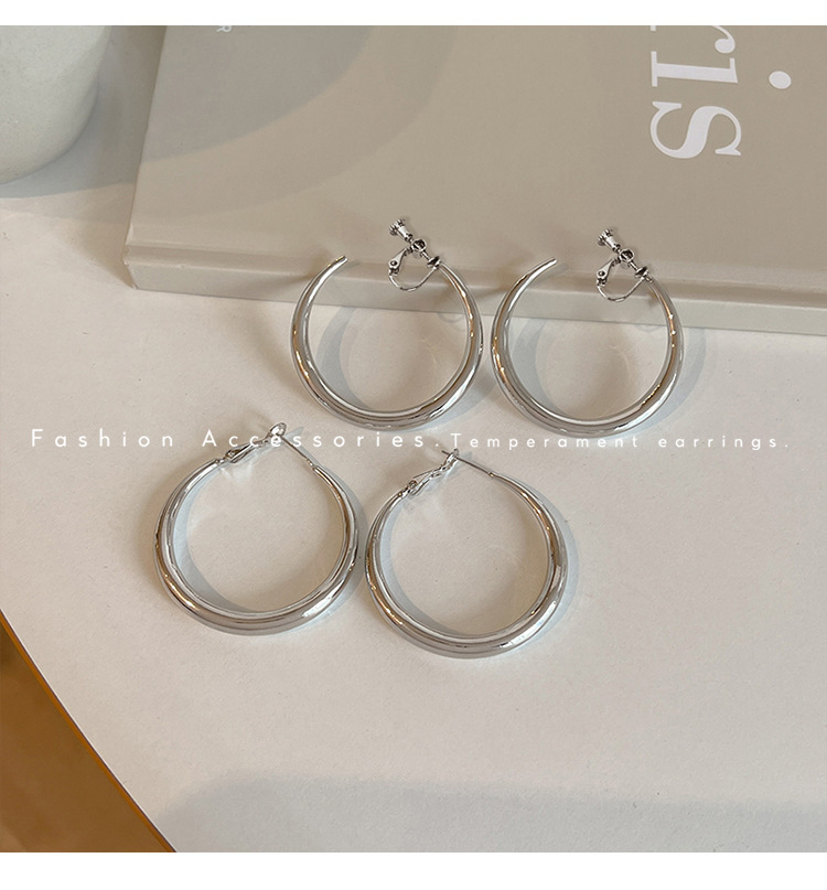 大圆圈螺旋耳夹女款2024新款爆款素圈高级感无耳洞耳环方圆脸耳饰详情15