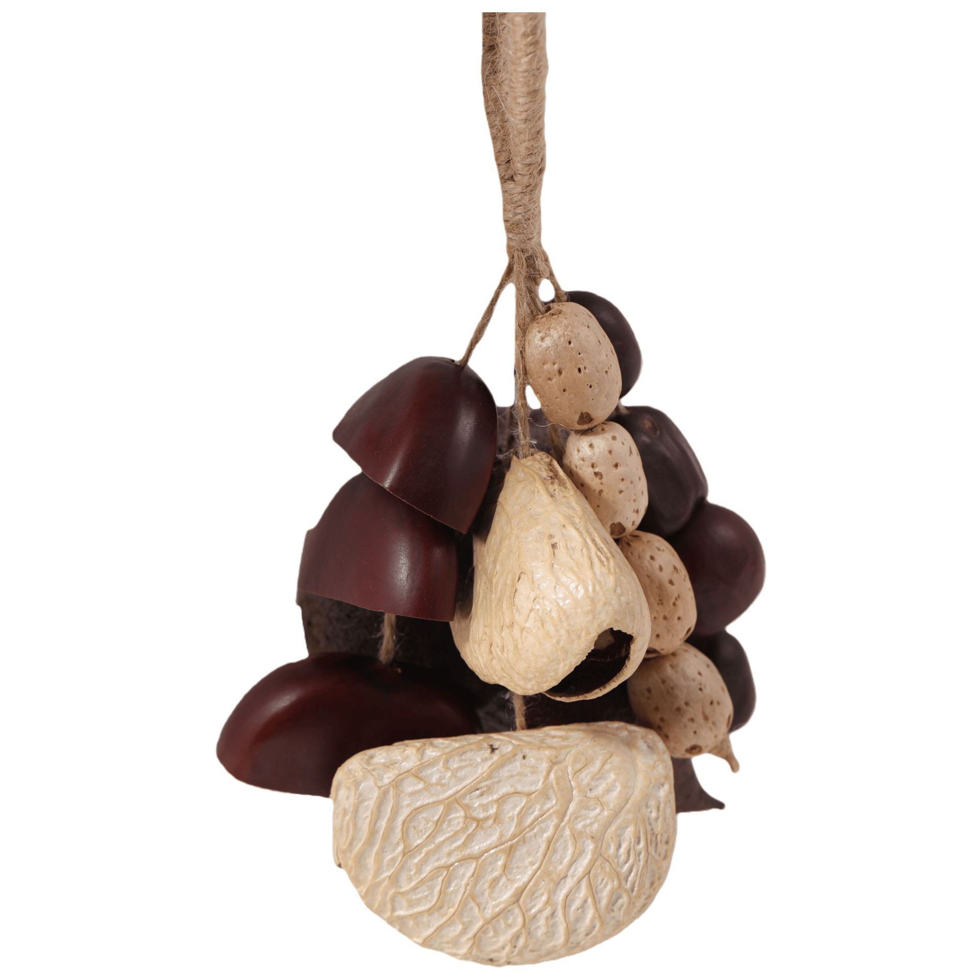 Indonesian handmade fruit shell wind chimes, natural Musical Instruments, sound therapy hand-cranked bells, fruit shell cranked bells, diy wind chime bags, hanging ornaments pic 10