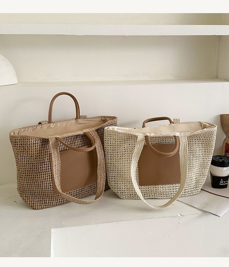 韩国超火爆款草编包包女2024新款夏天淑女手提包大容量单肩腋下包详情11