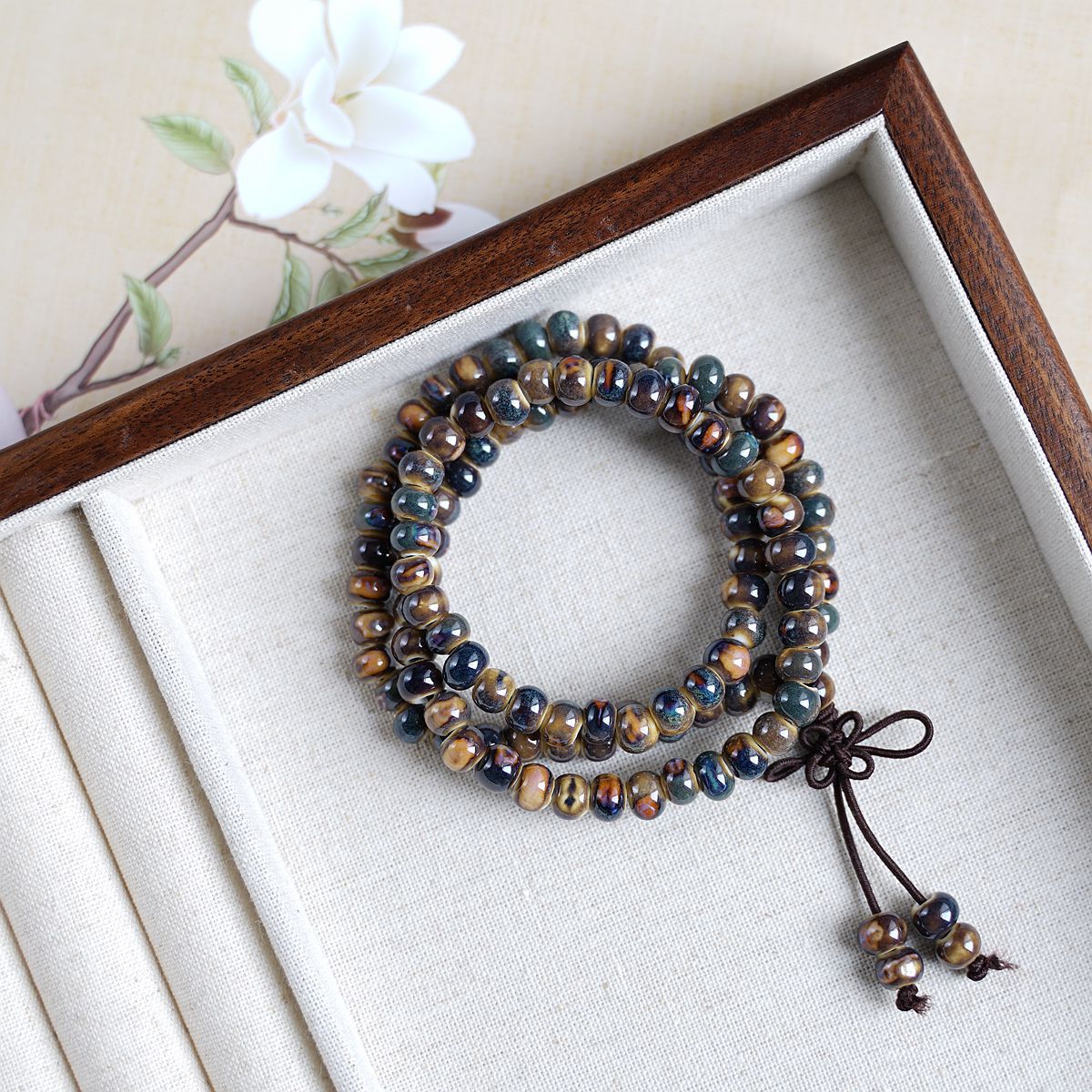 New Chinese-style playing three-circle stacked 108-bead Jingdezhen ceramic bracelet jewelry for women wholesale, ethnic style bracelet for women pic 10