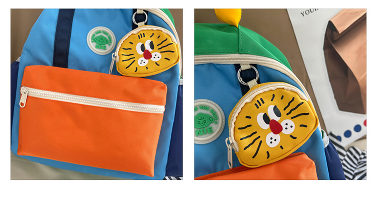 幼儿园儿童双肩包男童大容量背包2024新款可爱女孩拼色小书包外出详情50