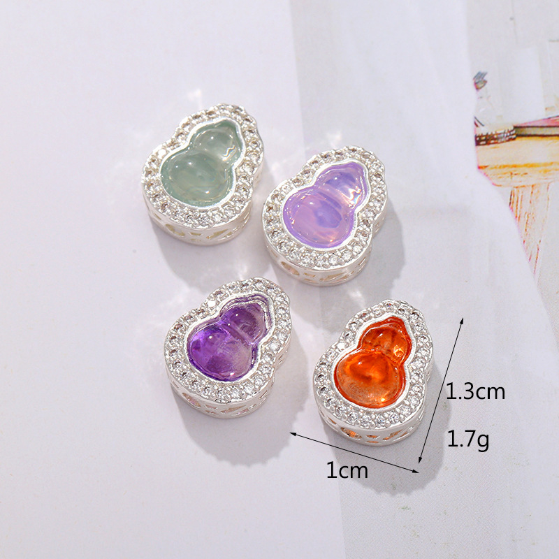 New electroplated crystal gourd-shaped zircon hollowed-out bead bracelet necklace pendant accessory pic 7