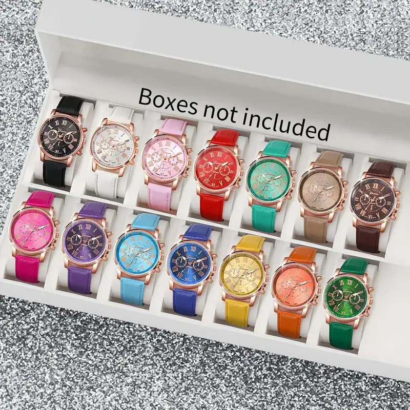 跨境引流款女士皮带手表日内瓦石英表皮带时尚女款女表罗马刻度手详情1