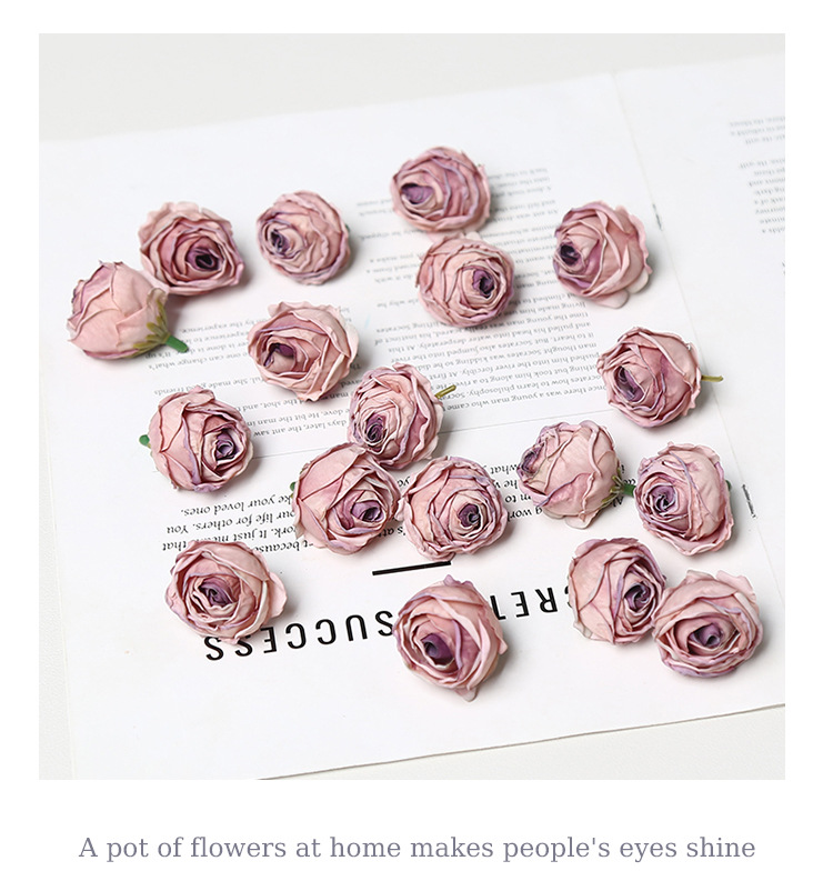 Ins风焦边小乔仿真玫瑰花头韩系DIY发饰头花胸花配件婚庆花艺装饰详情11