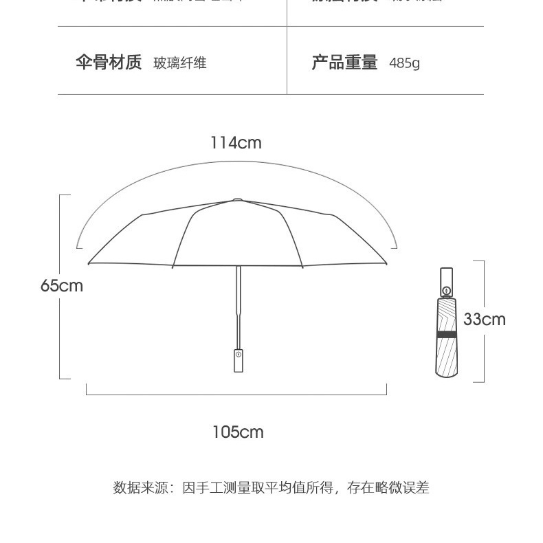 双层反向伞全自动雨伞户外遮阳伞晴雨两用三折叠伞加厚黑胶防晒伞详情26