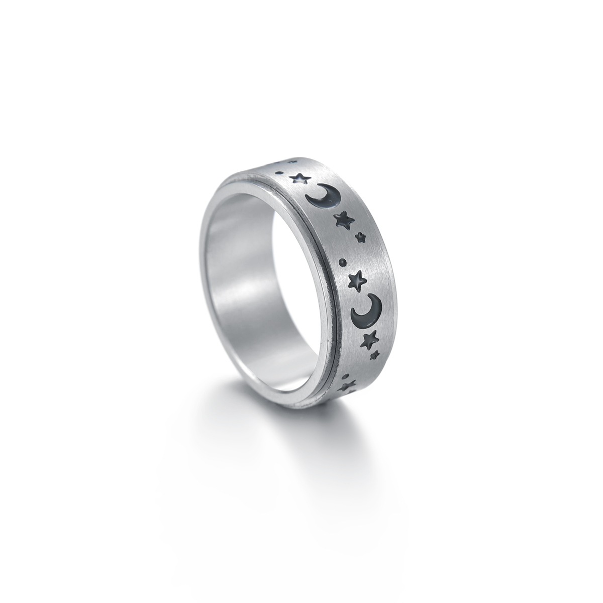 Amazon source Star Moon rotating titanium steel stress-relieving ring, standard US size cross-border jewelry wholesale pic 15