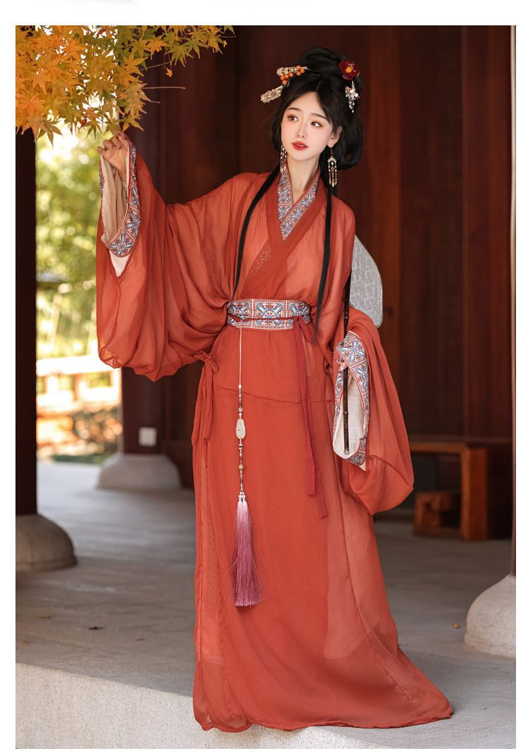 国潮梦域战国袍马山楚墓复原款日常直裾袍汉服女拖尾大放量直裾详情18