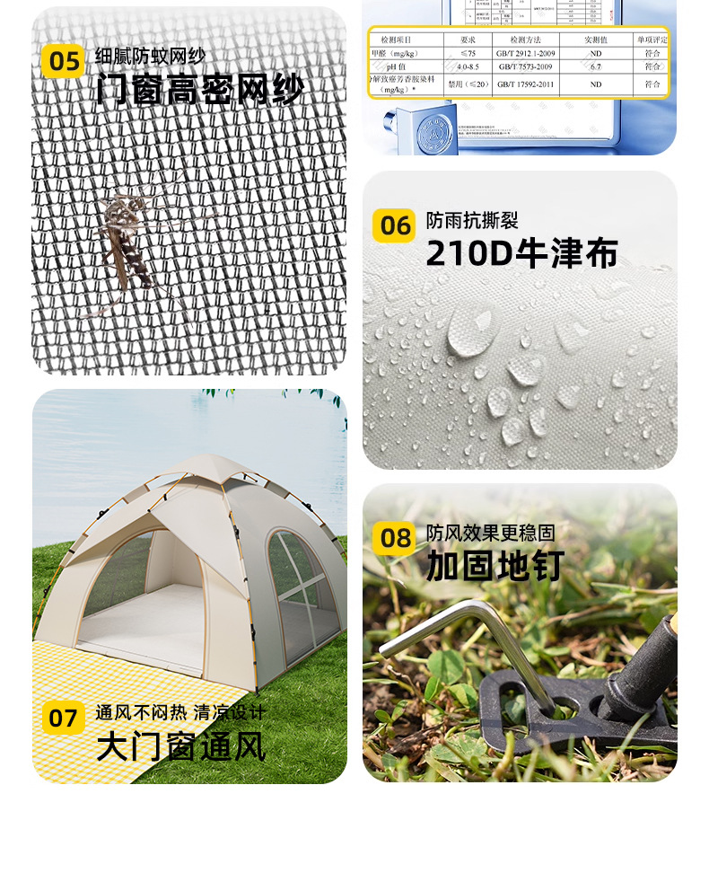 扉侣帐篷户外露营便携式折叠装备野营过夜防晒防水加厚全自动开合详情5
