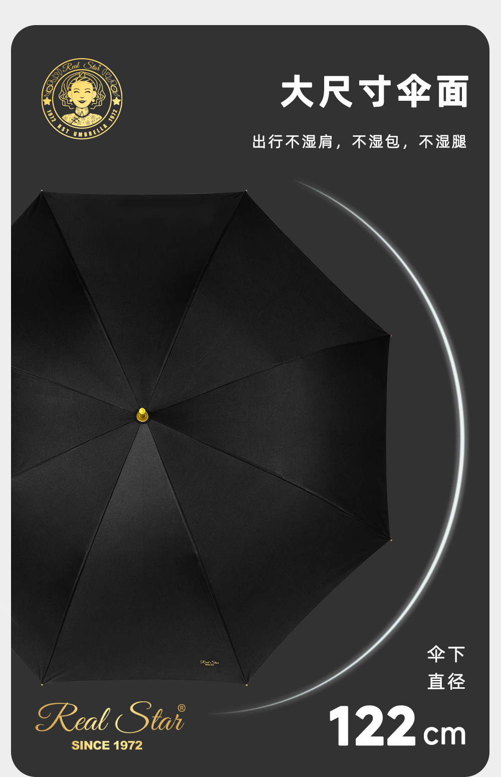 星宝新款长柄直杆商务伞防晒8骨27吋遮阳木头手柄嵌铜底雨伞批发详情7