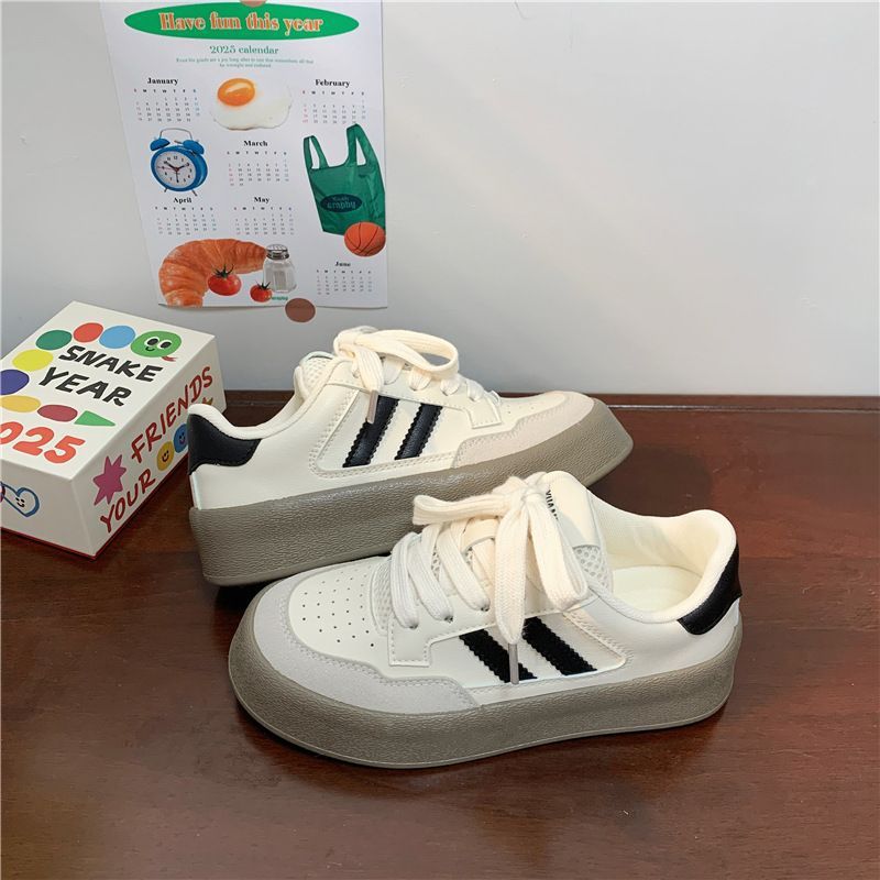 小众甜美厚底板鞋女款2025春秋季百搭德训鞋内增高休闲运动小白鞋详情4