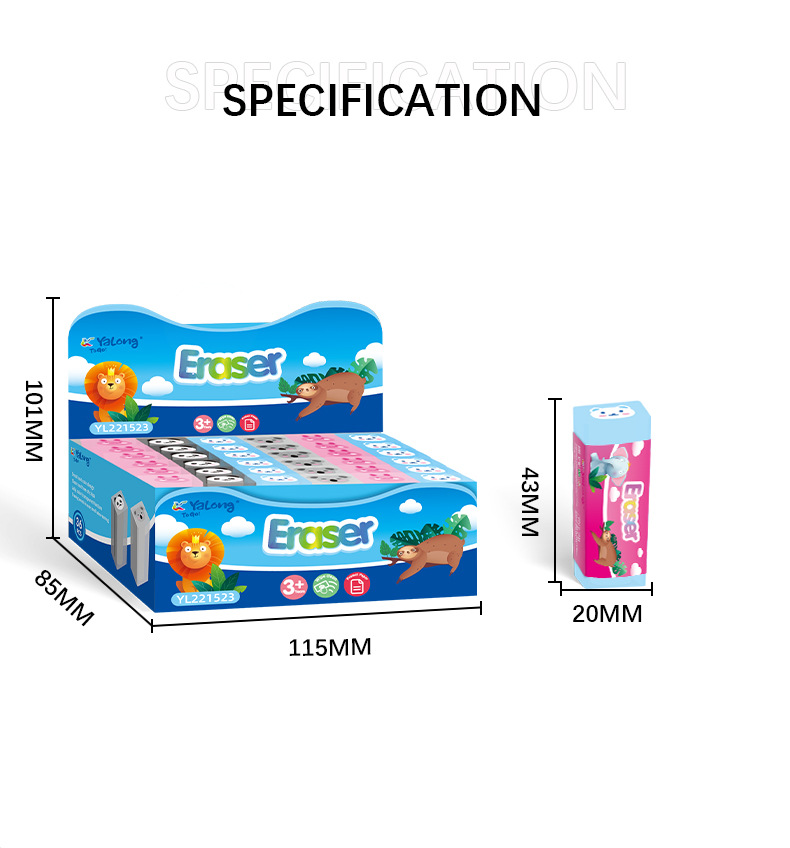 Yalong Cross-border best-selling Pvc material rubber Type 4 animal erasers, back-to-school children's stationery erasers pic 7