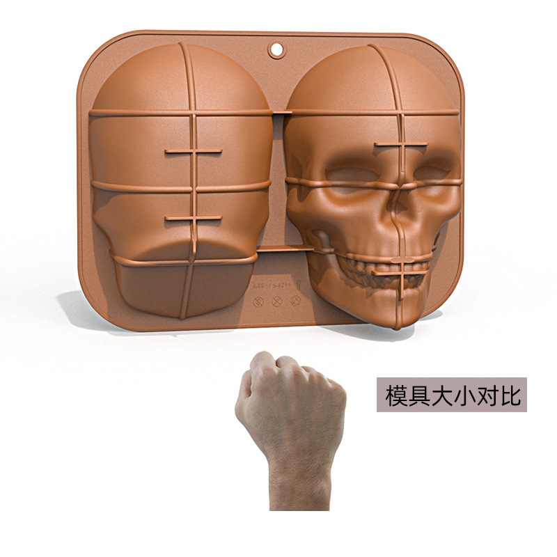 Silicone barbecue pan, large skull chocolate mold cake, skull head resin mask baking mousse pic 24
