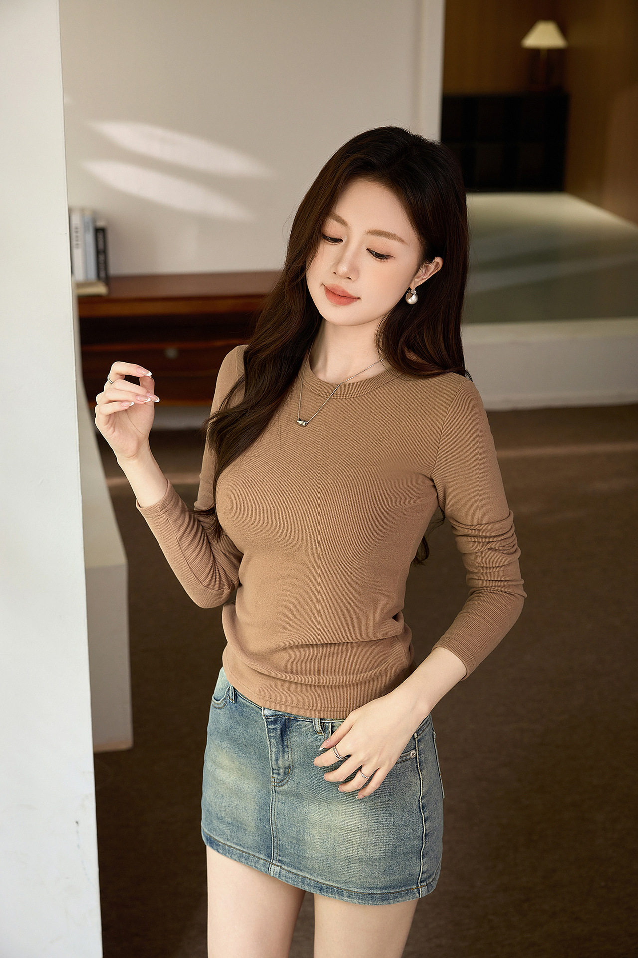 #双面磨毛# 精品慕斯羊绒软糯T恤女长袖2025秋冬新款内搭打底衫详情21