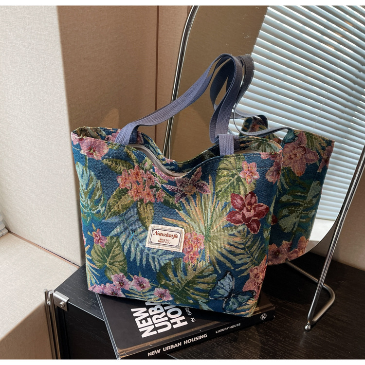 大容量国潮风帆布包包女2025新款通勤托特包女ins大学生上课单肩包详情29