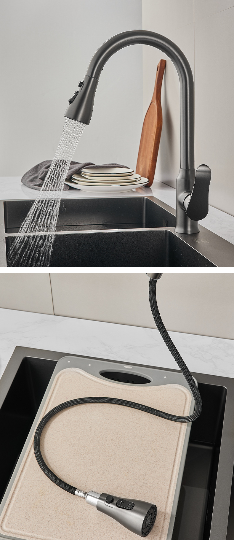 铂美雅抽拉式厨房冷热水龙头洗菜盆洗碗池水槽家用黄铜防溅伸缩龙详情17