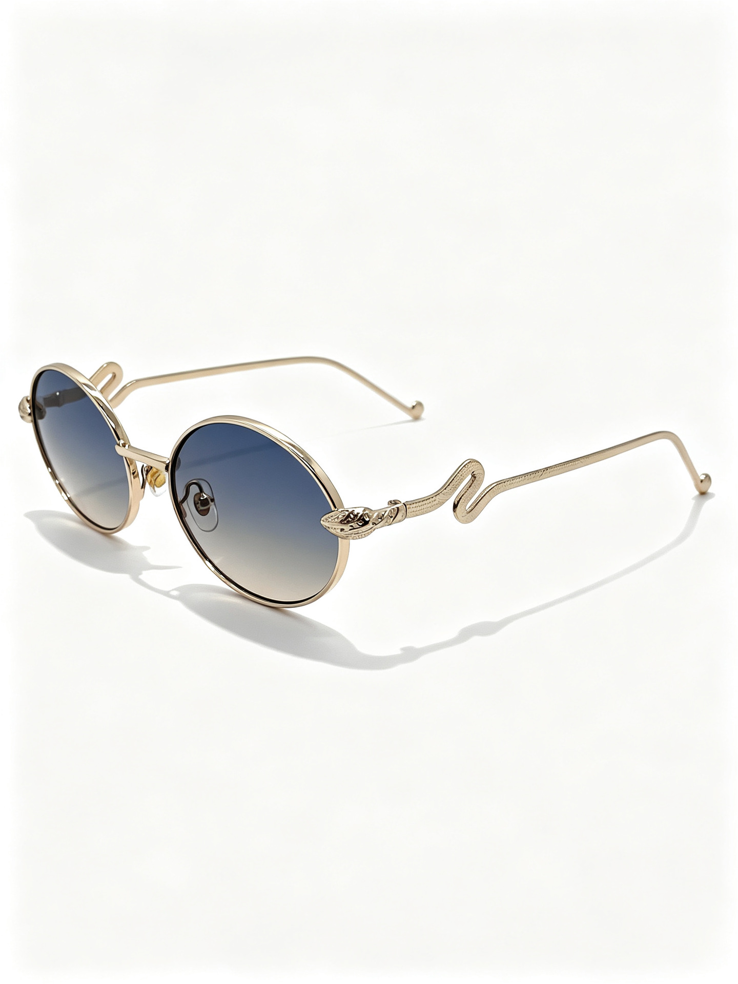Niche snake print espejos piernas gafas de sol unisex vintage metal montura redonda gafas de sol estilo personal gafas influencers pic 6