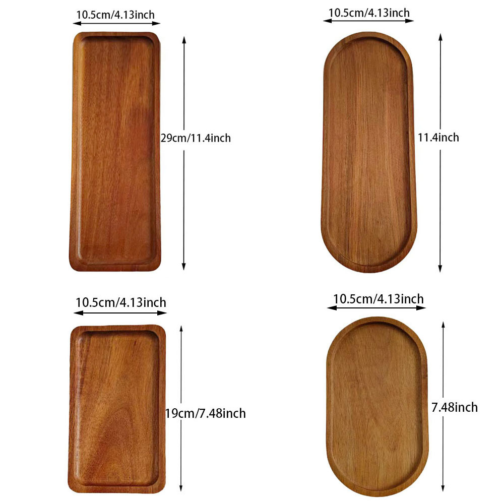 Japanese-style acacia wooden tray, rectangular dinner plate, heat-insulating solid wood grain plate, oval breadboard, teacup plate manufacturer pic 3