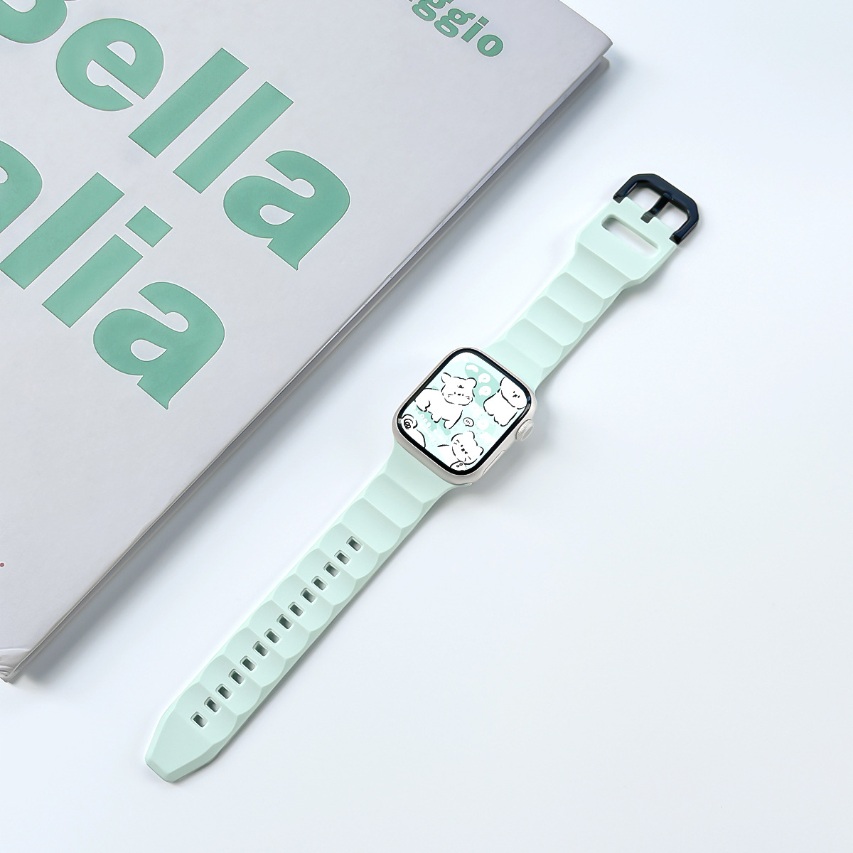 高级夏日淡薄荷系列尼龙表带适用于苹果iWatchs9高级Apple Watch8详情9