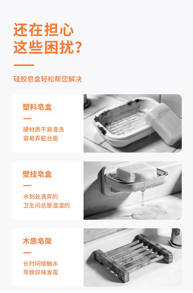 亚马逊跨境硅胶沥水南瓜肥皂盒海绵收纳架批发源头工厂创意沥水详情5
